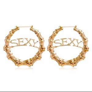 Sexy gold plated bamboo earrings